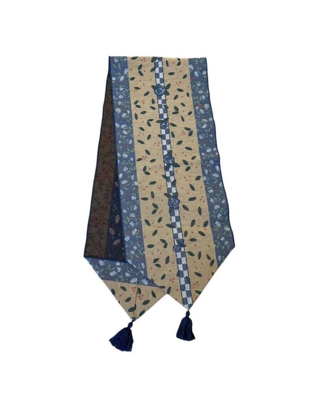 NEW Kohl’s French Country Tapestry Table Runner 13”x72” Blue Floral Made In USA